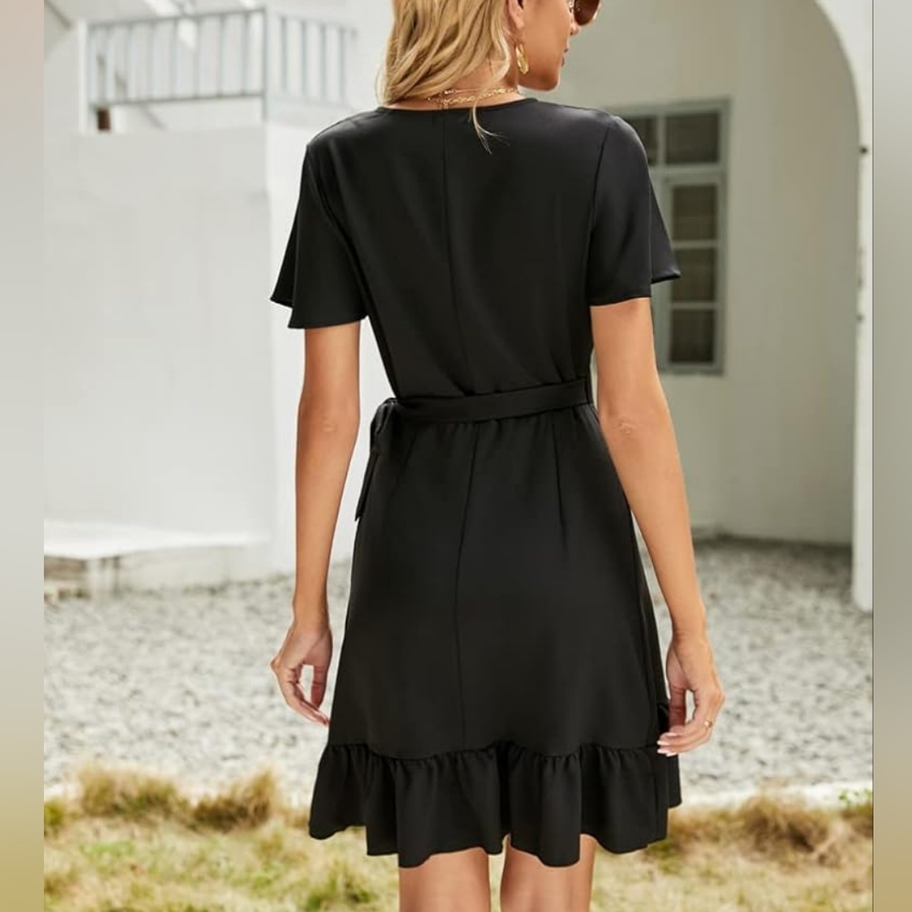GREEN Ruffle Wrap Dress - Picture 2 of 5